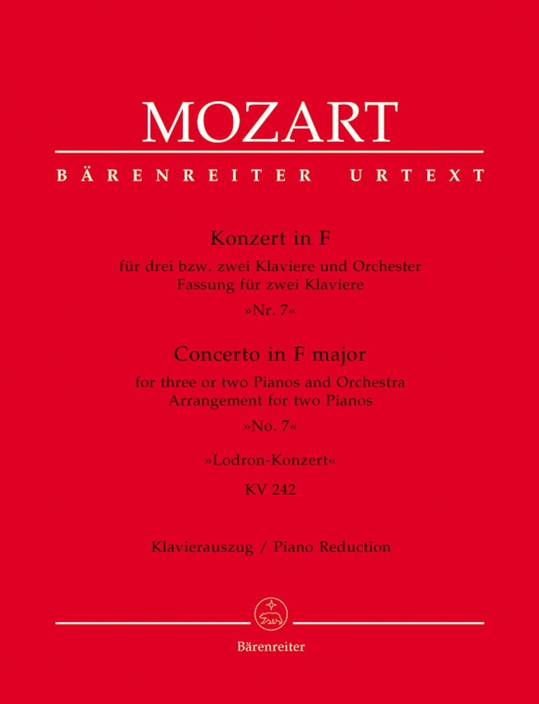 CONCERTO PIANO IN F MAJOR Nº 7 KV 242/ RED.PNO MOZART