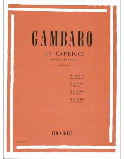 [9790041821115] GAMBARO 12 CAPRICCI PER CLARINETTO